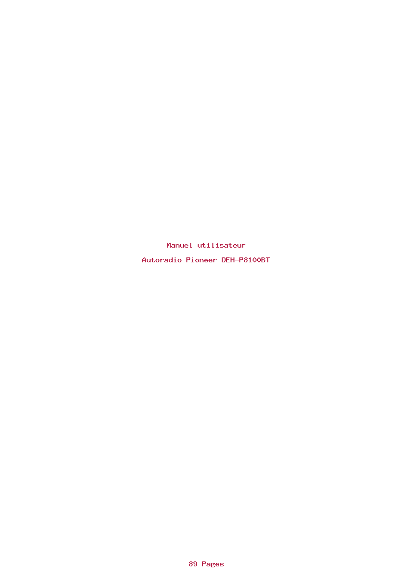 Page 1 de la notice Manuel utilisateur Pioneer DEH-P8100BT