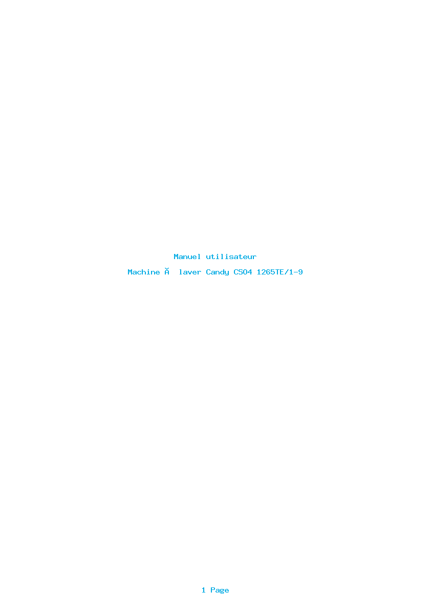 Page 1 de la notice Manuel utilisateur Candy CSO4 1265TE/1-9
