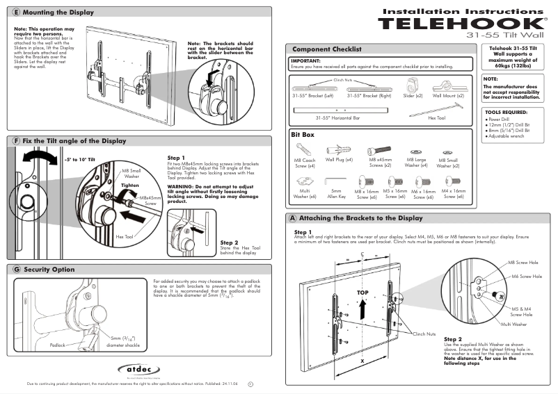 Page 1 de la notice Manuel utilisateur Atdec TH-31-55-TCB-PK
