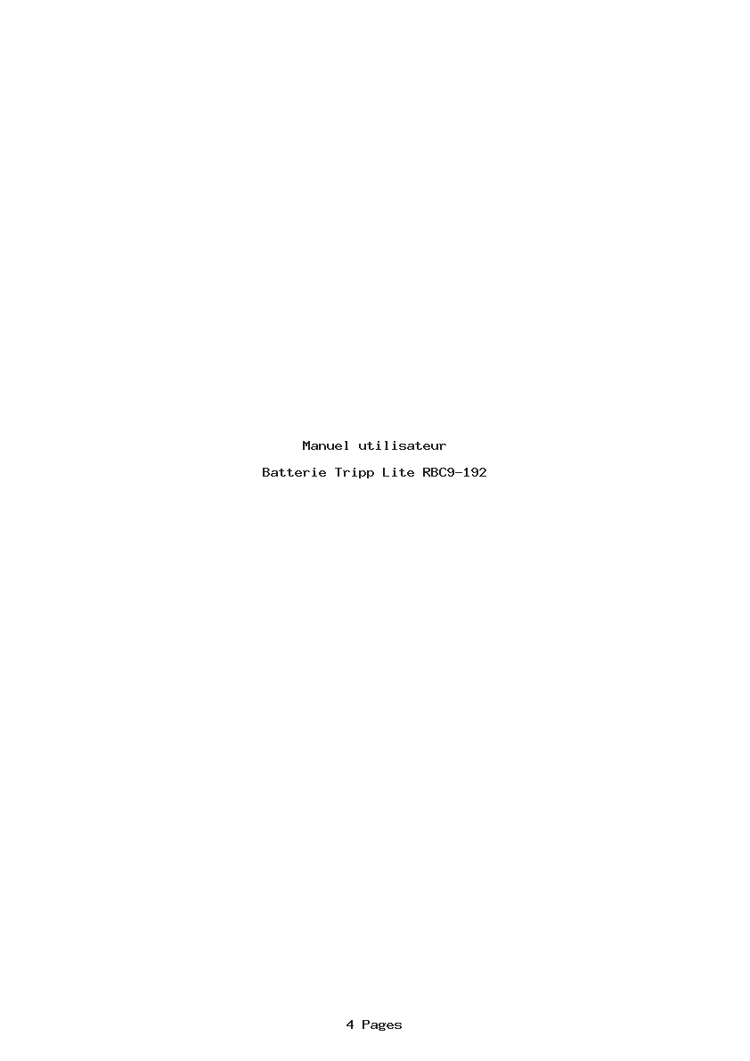 Page 1 de la notice Manuel utilisateur Tripp Lite RBC9-192
