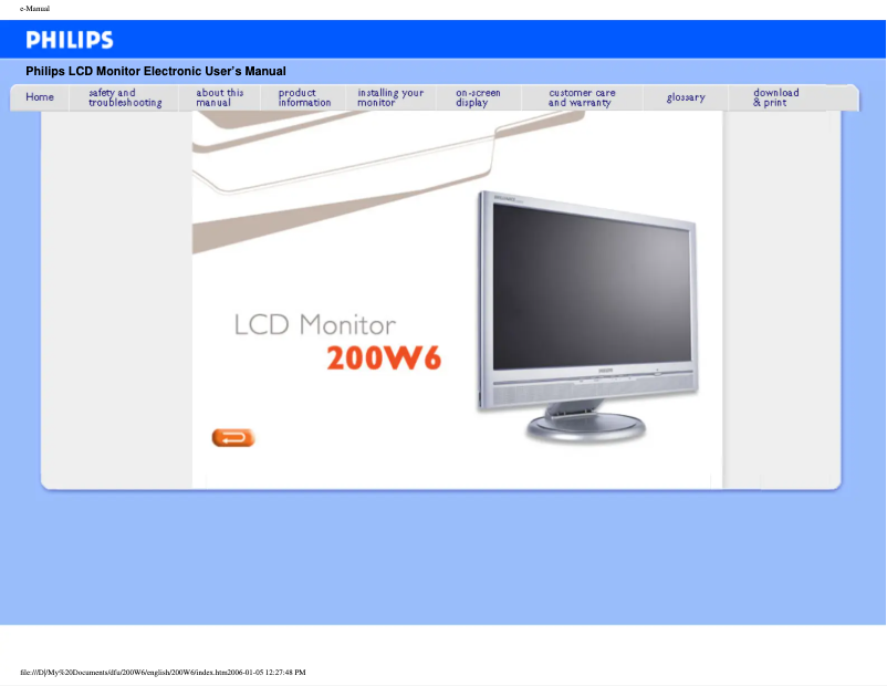 Page n°1 - Manuel utilisateur Philips Brilliance 200W6