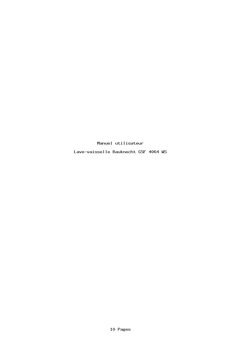 Page 1 de la notice Manuel utilisateur Bauknecht GSF 4064 WS