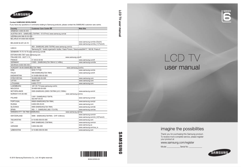 Página 1 del manual Manual de usuario Samsung LE46C658M2W