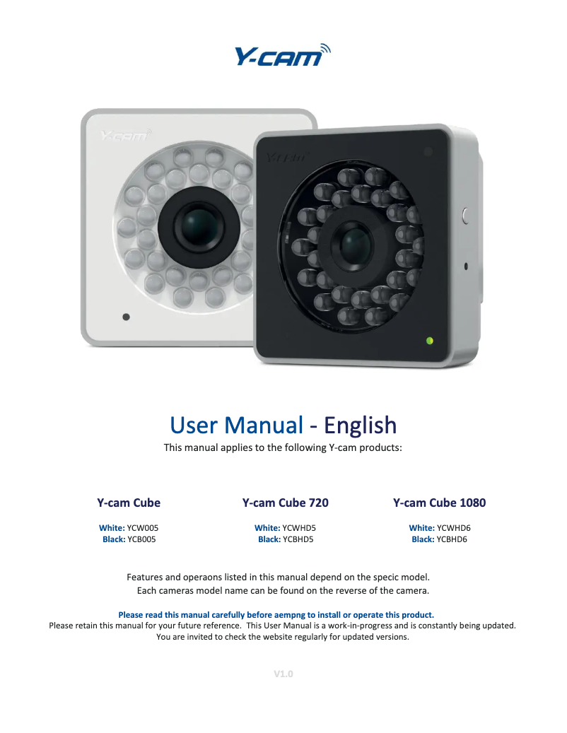 Página 1 del manual Manual de usuario Y-cam Cube 1080 YCWHD6