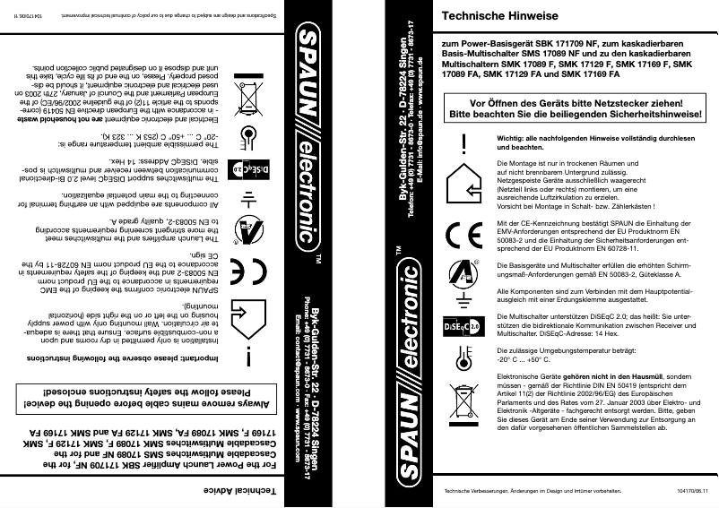 Página 1 del manual Manual de usuario Spaun SBK 171709 NF