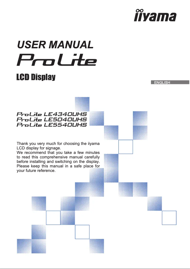 Page 1 de la notice Manuel utilisateur Iiyama ProLite LE4340UHS