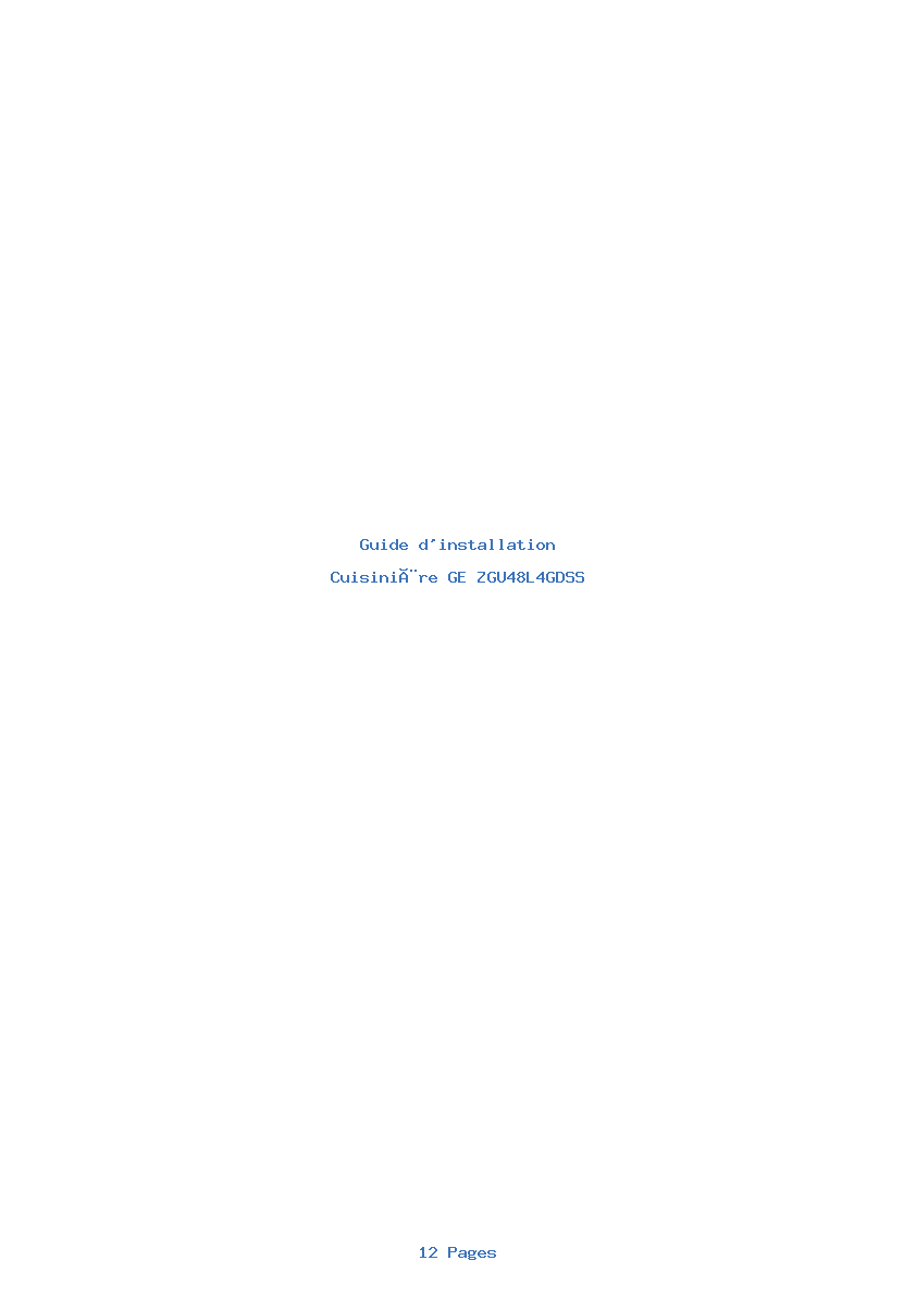 Page 1 de la notice Guide d'installation GE ZGU48L4GDSS