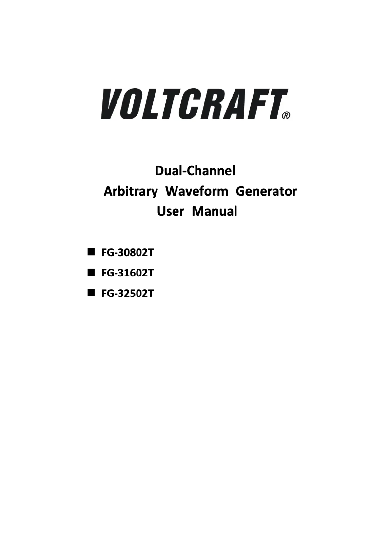 Page 1 de la notice Manuel utilisateur Voltcraft FG-32502T