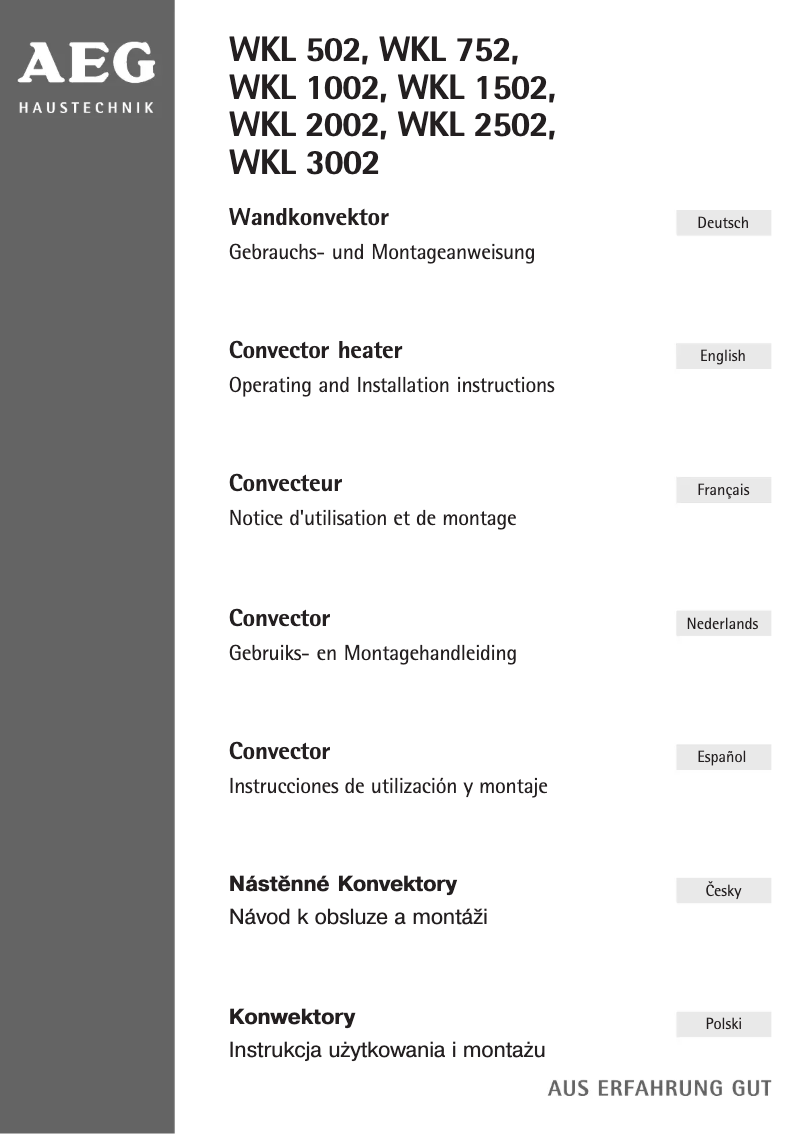 Página 1 del manual Manual de usuario AEG WKL 1502