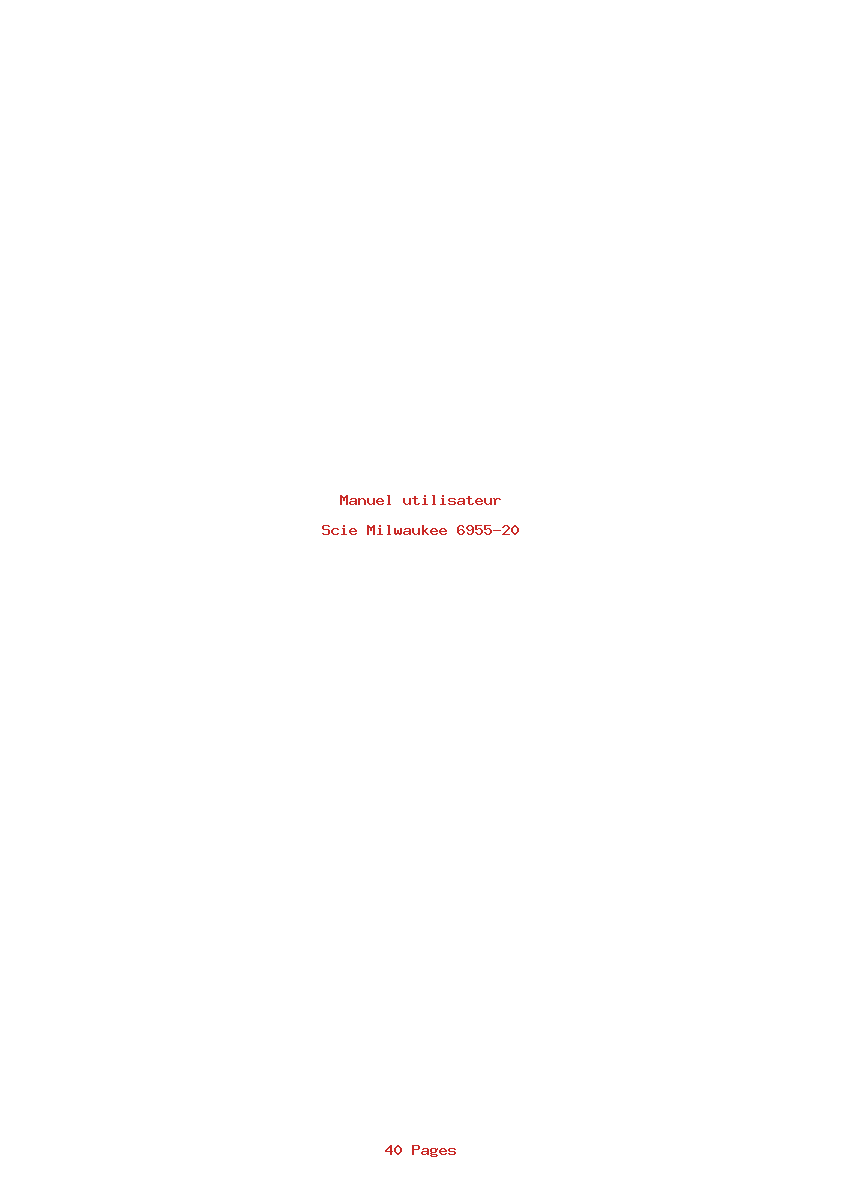 Page 1 de la notice Manuel utilisateur Milwaukee 6955-20