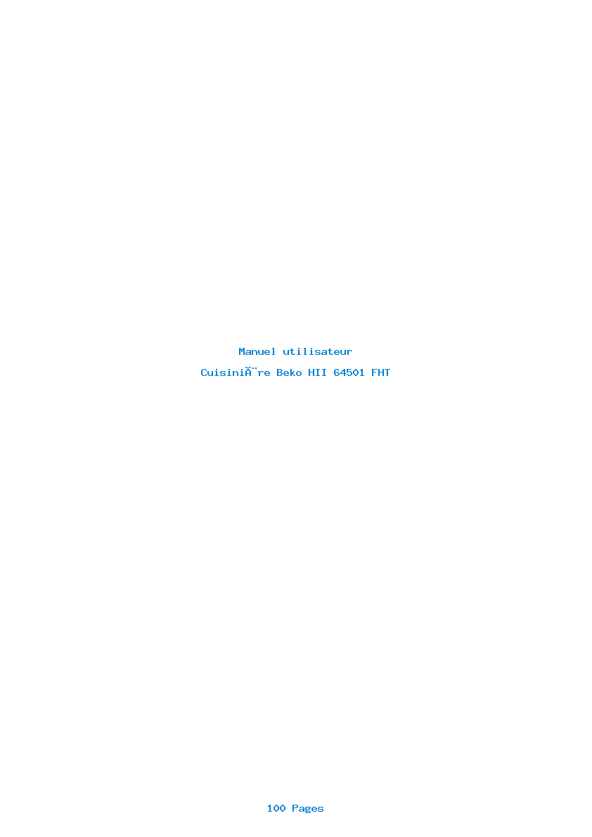 Page 1 de la notice Manuel utilisateur Beko HII 64501 FHT