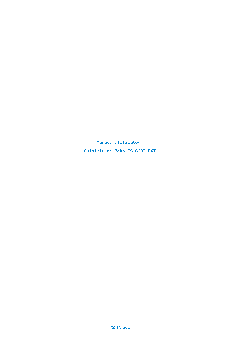 Page 1 de la notice Manuel utilisateur Beko FSM62331DXT