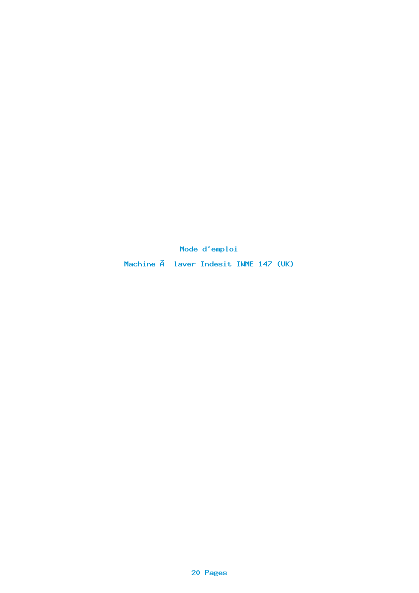 Page 1 de la notice Mode d'emploi Indesit IWME 147 (UK)