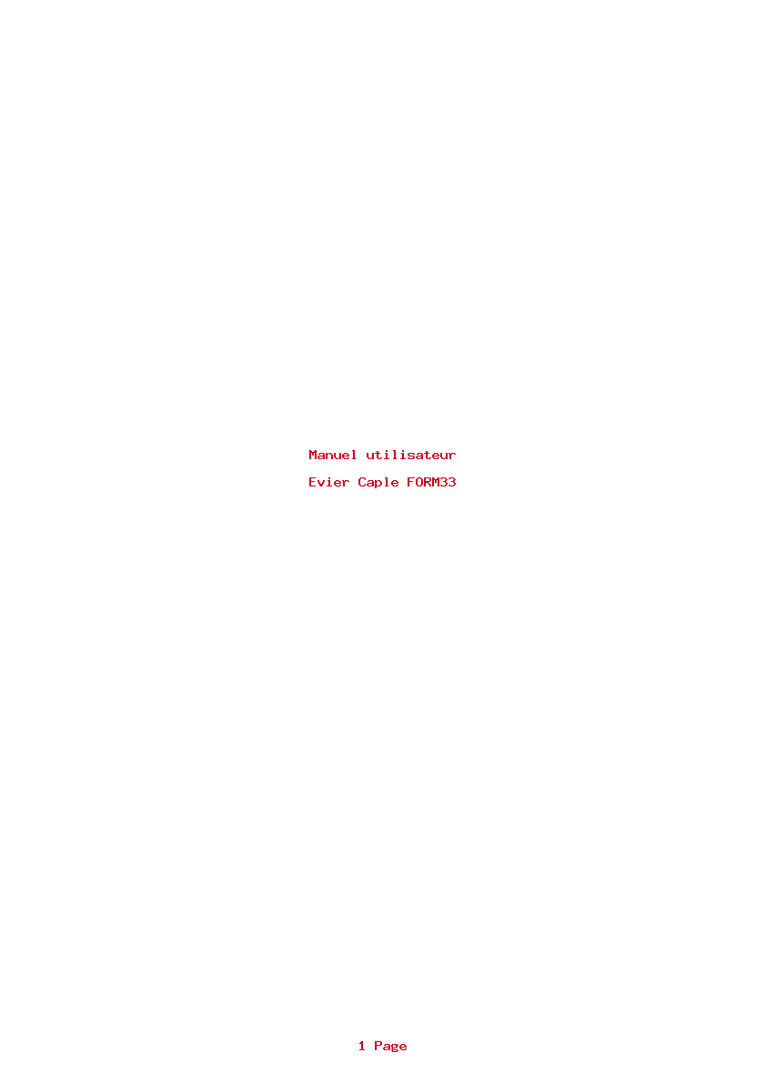 Page 1 de la notice Manuel utilisateur Caple FORM33