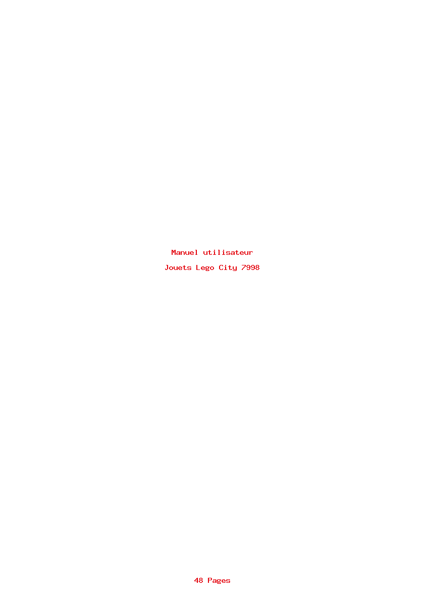 Page 1 de la notice Manuel utilisateur Lego City 7998