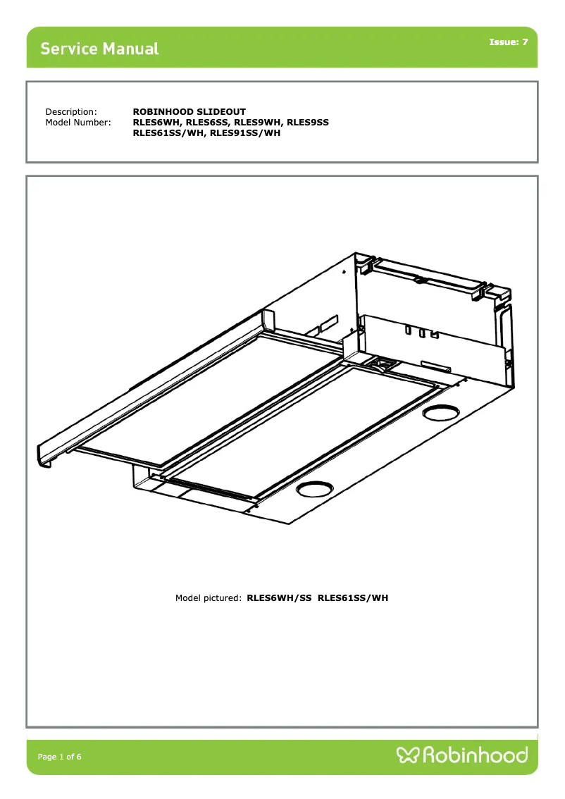 Page 1 de la notice Fiche technique Robinhood RLES91SS/WH