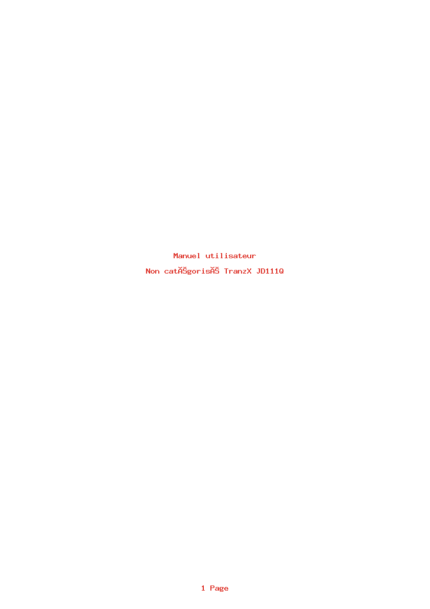 Page 1 de la notice Manuel utilisateur TranzX JD111Q