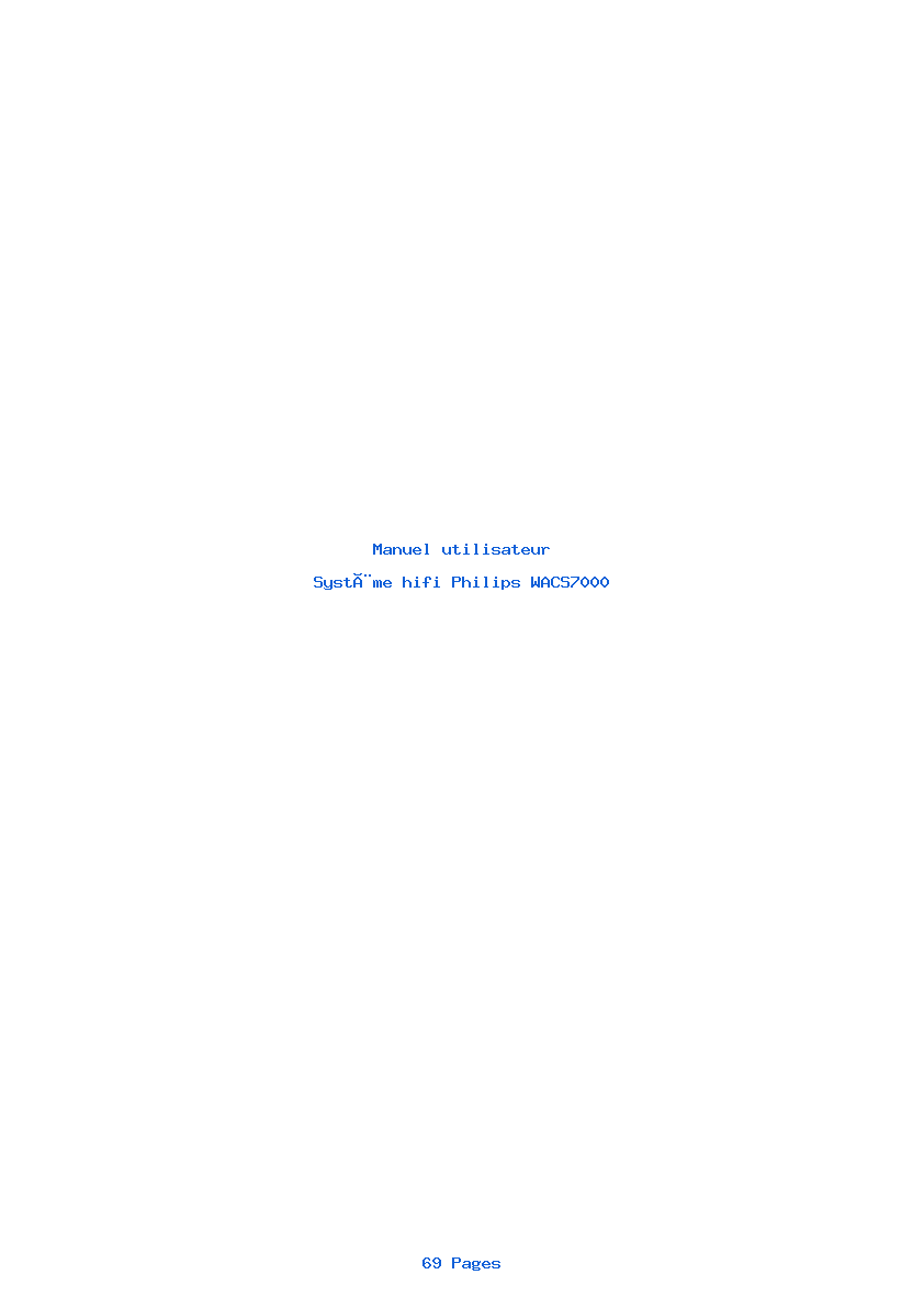 Page 1 de la notice Manuel utilisateur Philips WACS7000