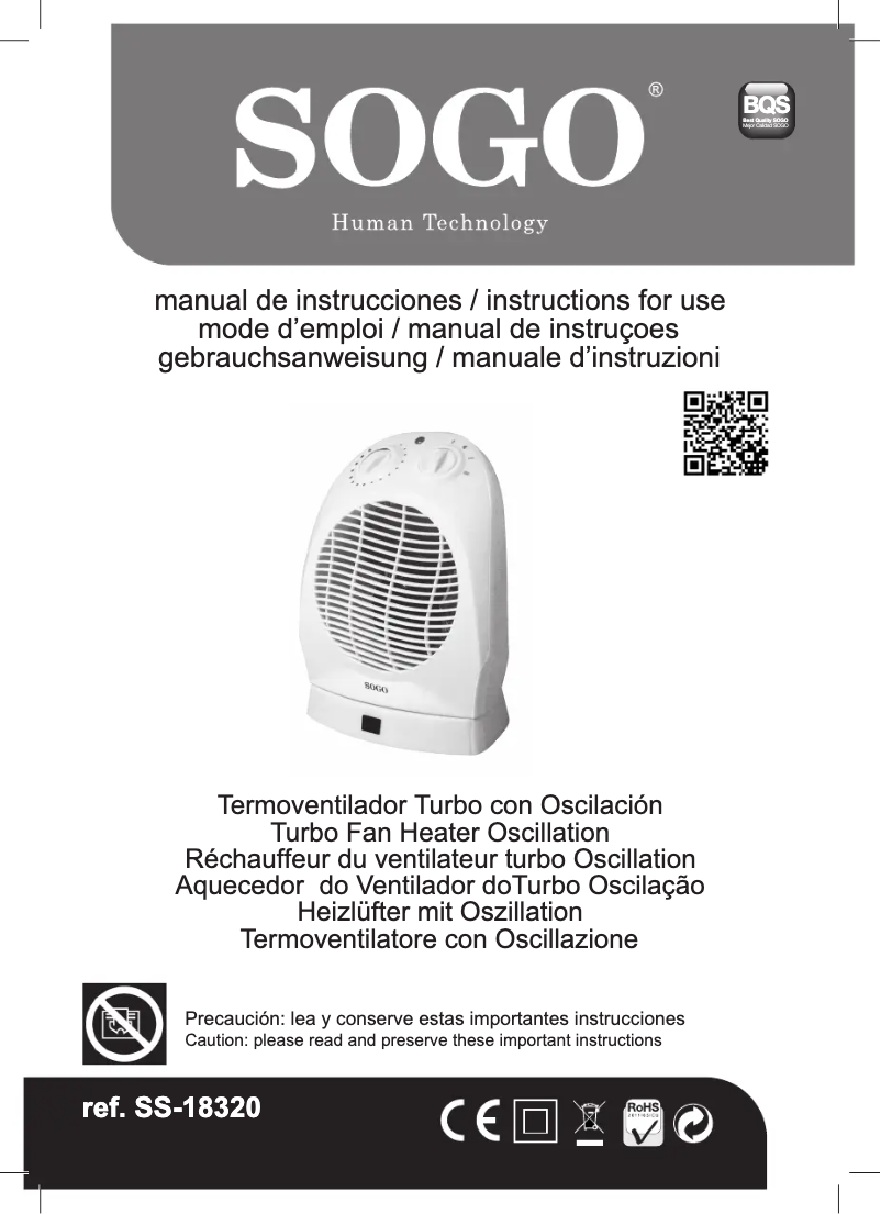 Page 1 de la notice Manuel utilisateur Sogo CAL-SS-18320