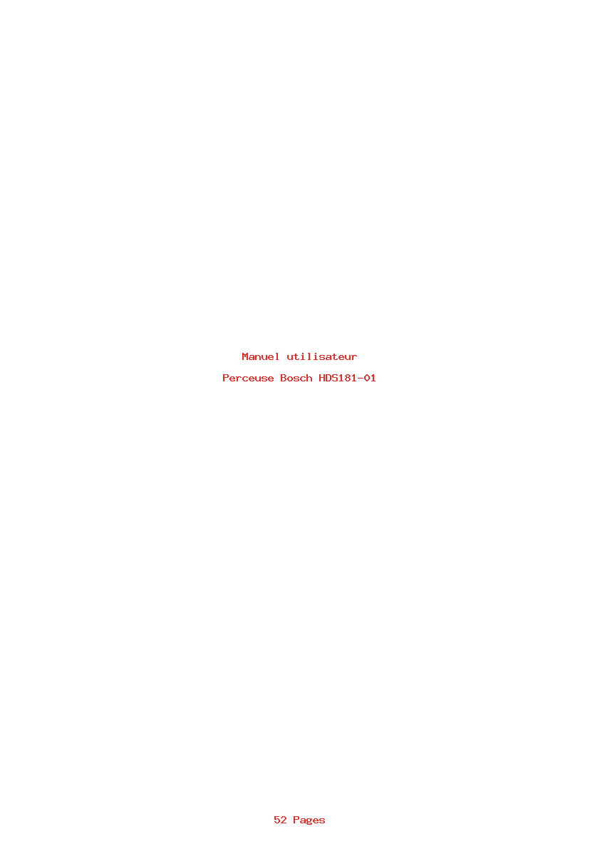 Page 1 de la notice Manuel utilisateur Bosch HDS181-01