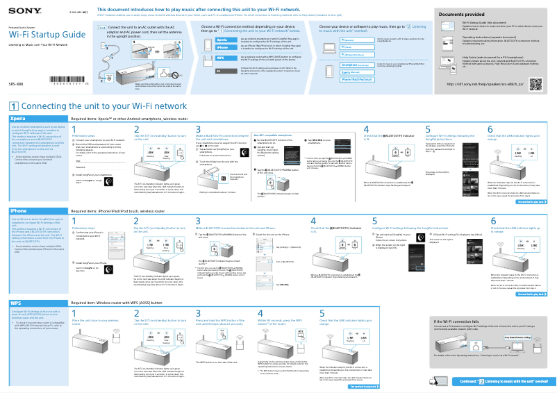 Page n°1 - Guide d'installation Sony SRS-X88