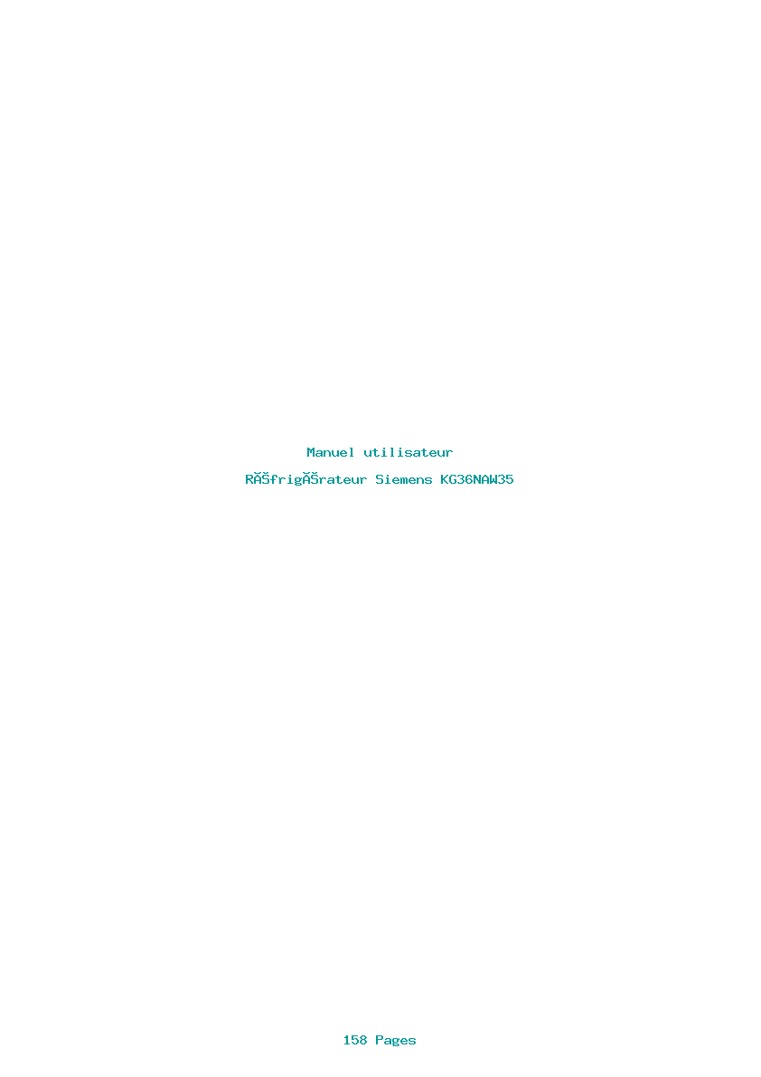 Page 1 de la notice Manuel utilisateur Siemens KG36NAW35