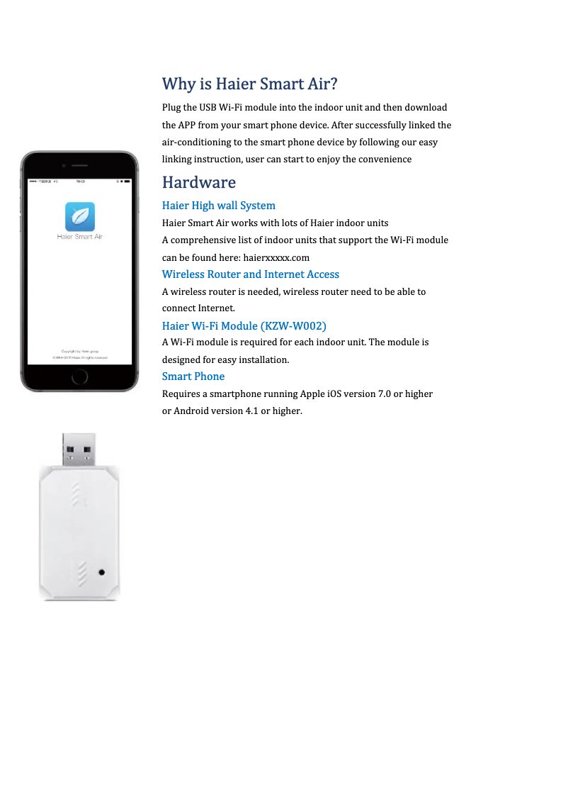 Page 1 de la notice Manuel utilisateur Haier KZW-W002