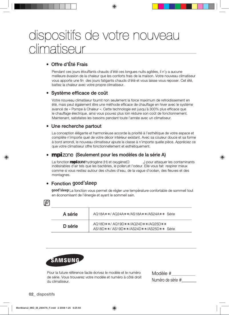 Page 1 de la notice Manuel utilisateur Samsung AQ24AWAX