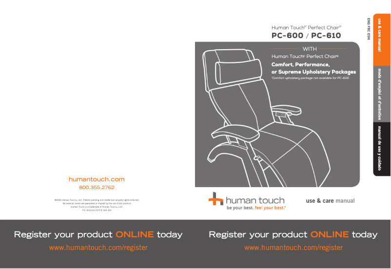 Page 1 de la notice Manuel utilisateur Human Touch Perfect Chair PC-610