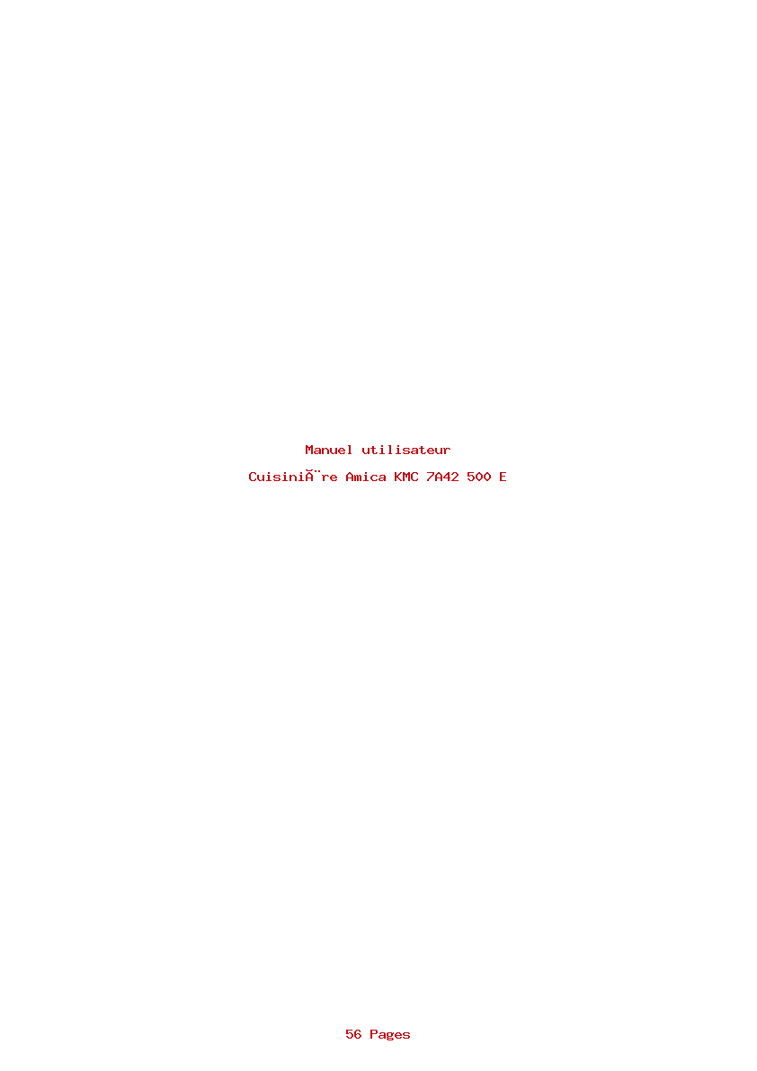 Page 1 de la notice Manuel utilisateur Amica KMC 7A42 500 E