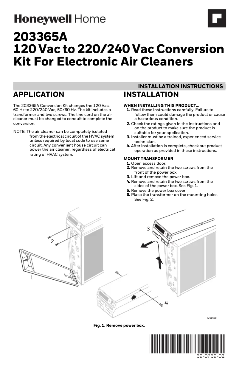 Page 1 de la notice Guide d'installation Honeywell F300E1001