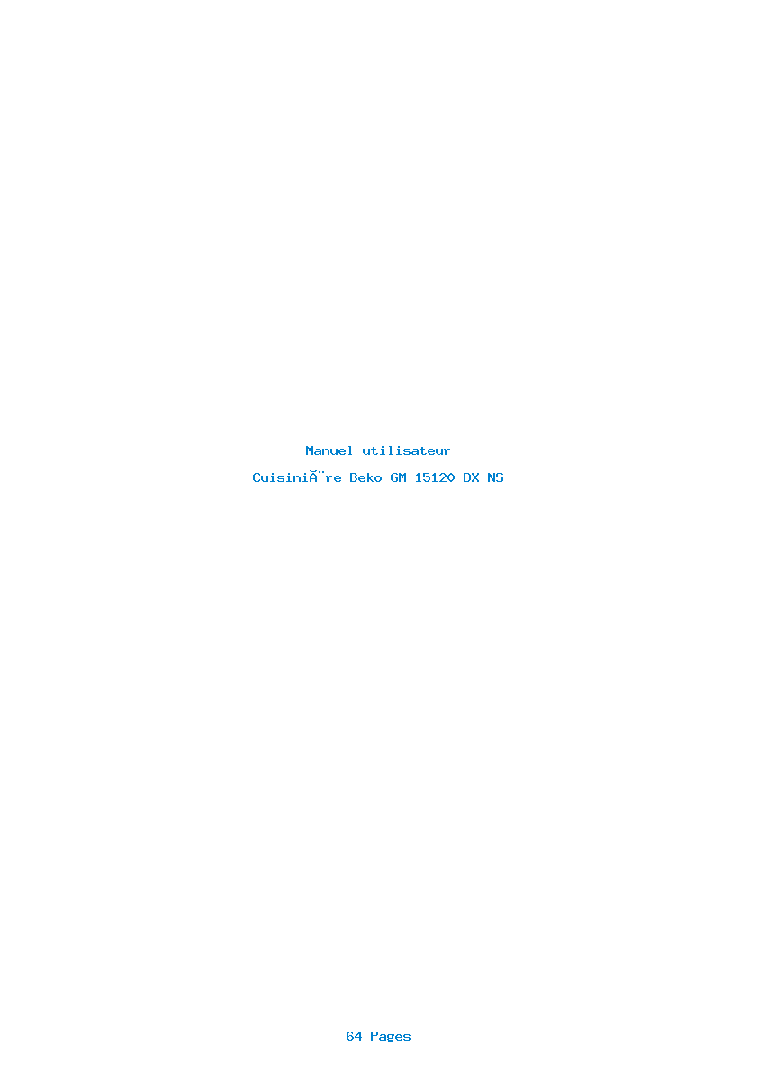 Page 1 de la notice Manuel utilisateur Beko GM 15120 DX NS
