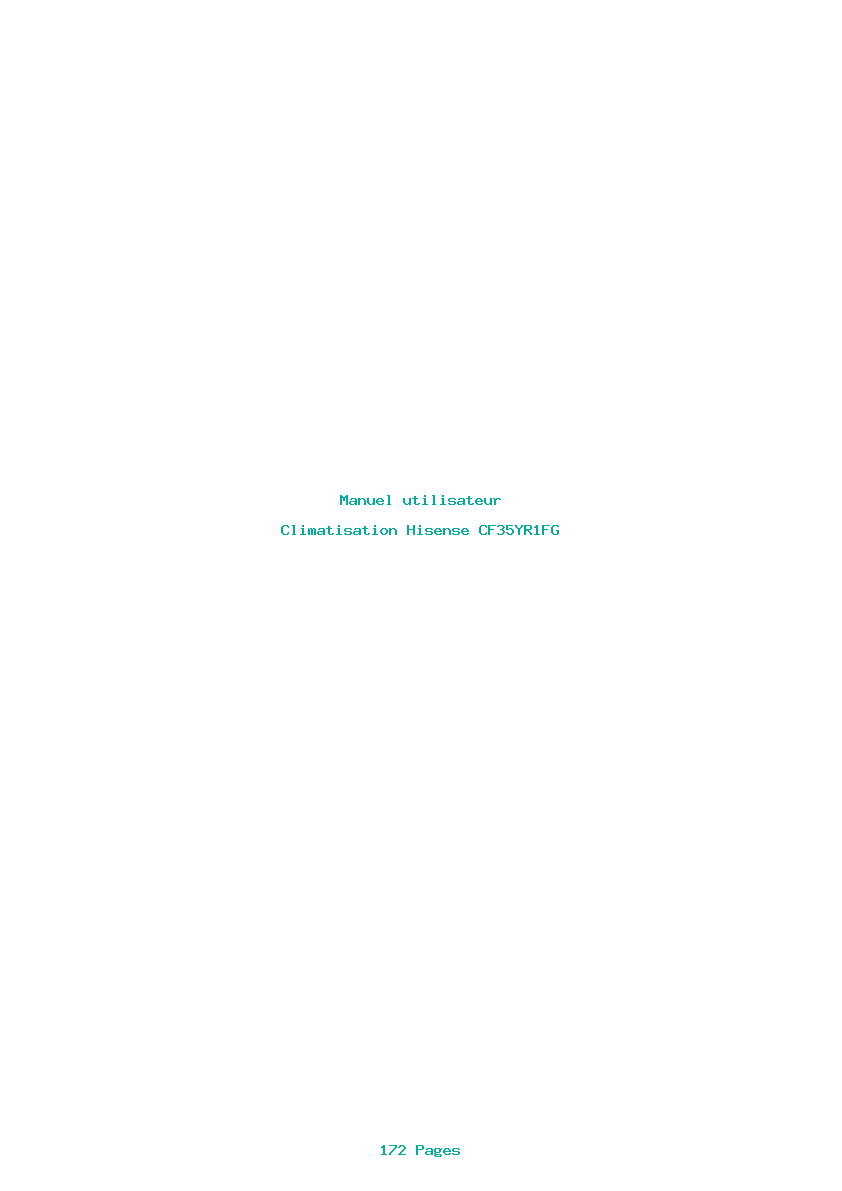 Page 1 de la notice Manuel utilisateur Hisense CF35YR1FG