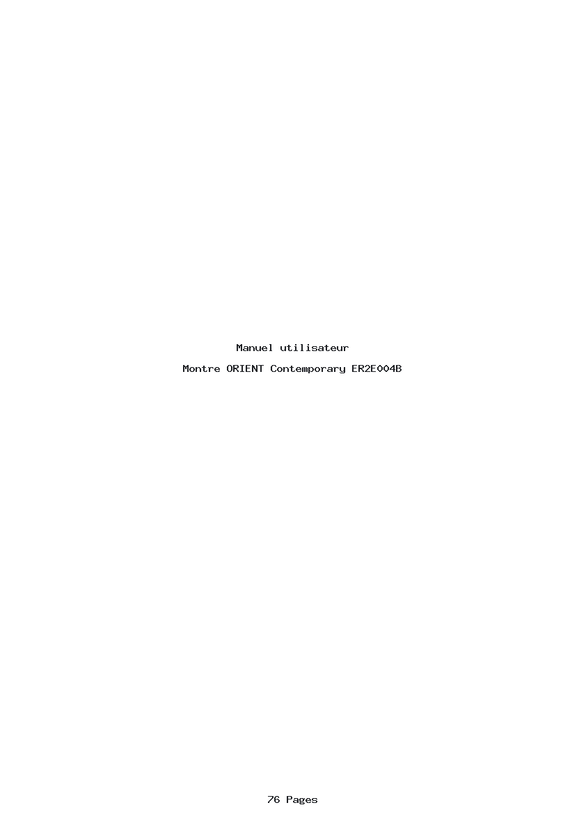 Page 1 de la notice Manuel utilisateur ORIENT Contemporary ER2E004B