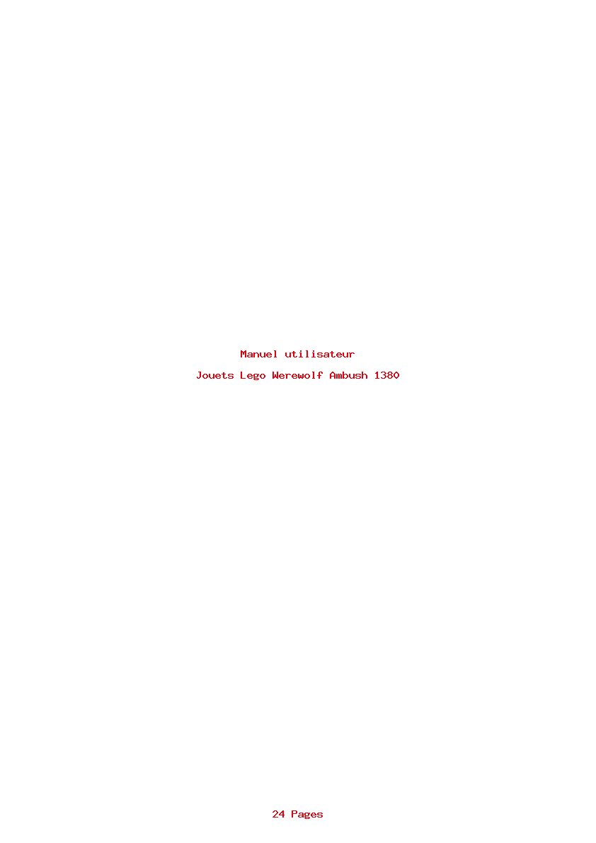 Page 1 de la notice Manuel utilisateur Lego Werewolf Ambush 1380
