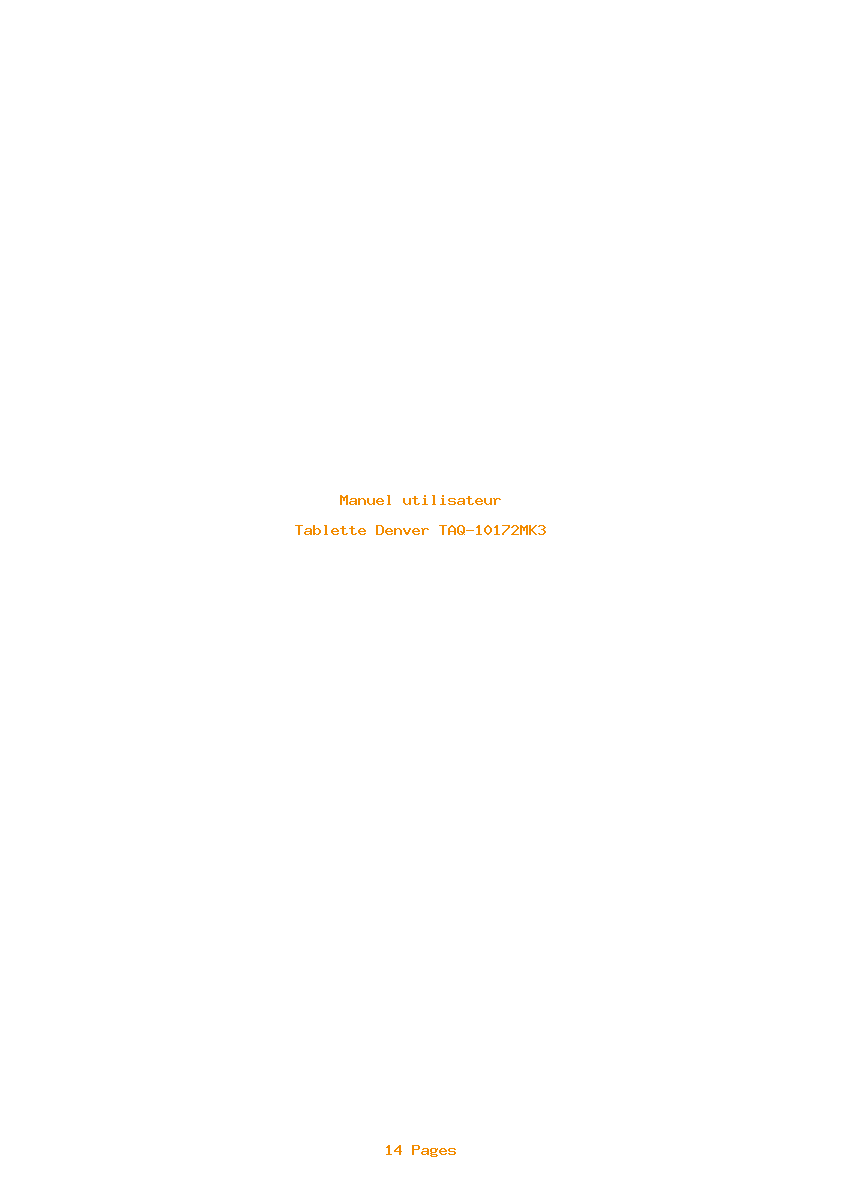Page 1 de la notice Manuel utilisateur Denver TAQ-10172MK3