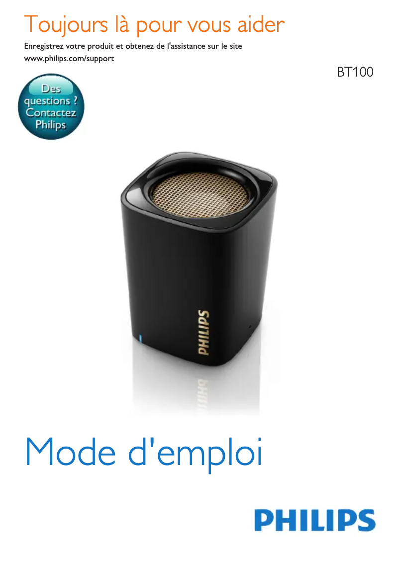 Page 1 de la notice Manuel utilisateur Philips BT100P
