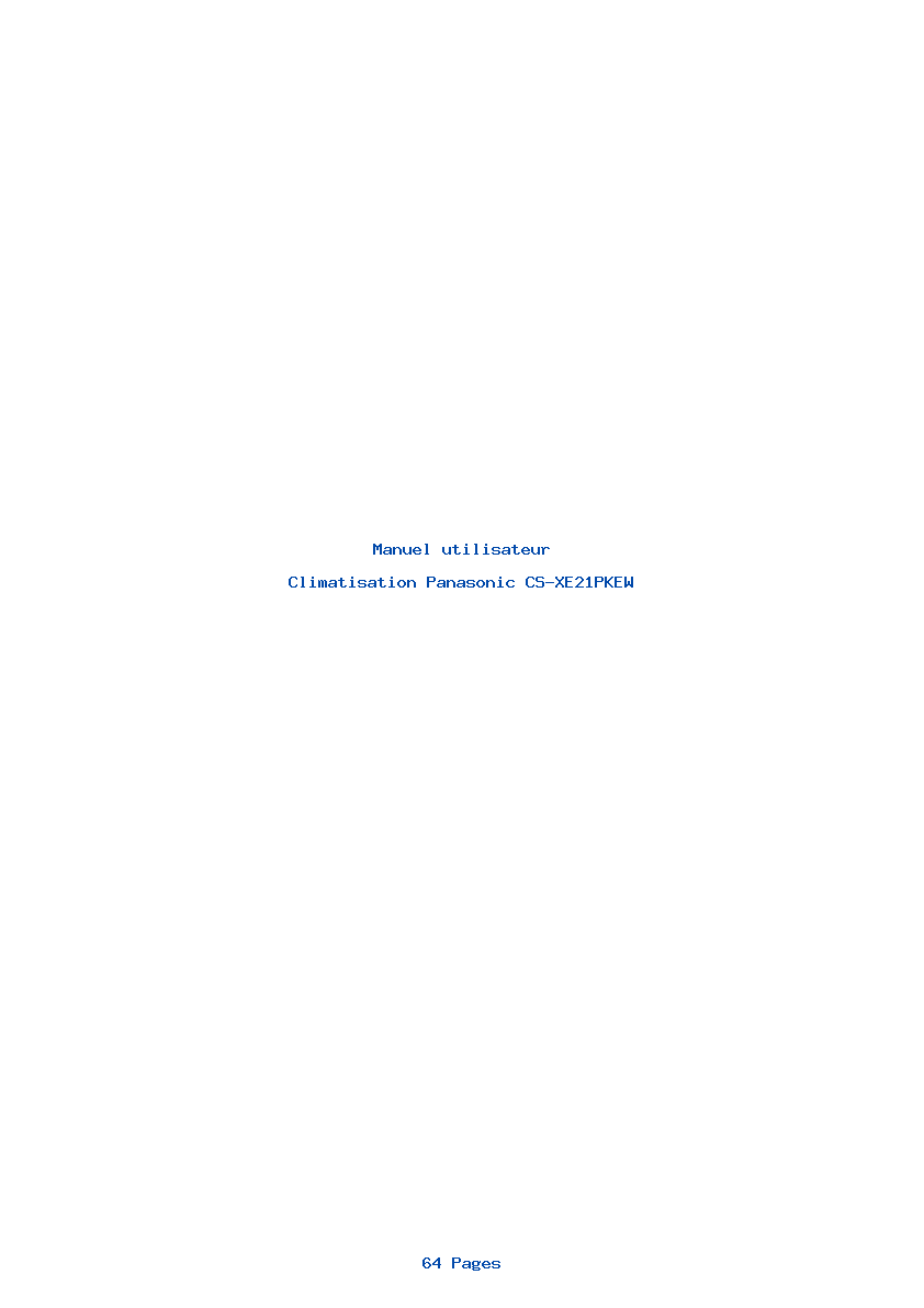 Page 1 de la notice Manuel utilisateur Panasonic CS-XE21PKEW