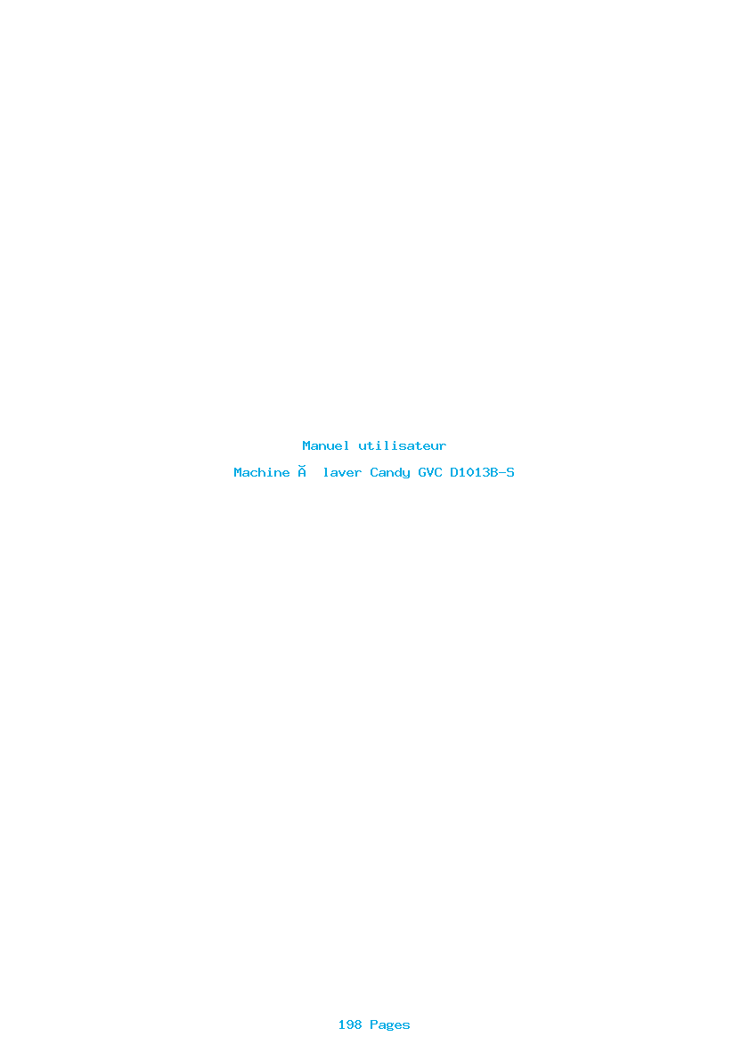 Page 1 de la notice Manuel utilisateur Candy GVC D1013B-S
