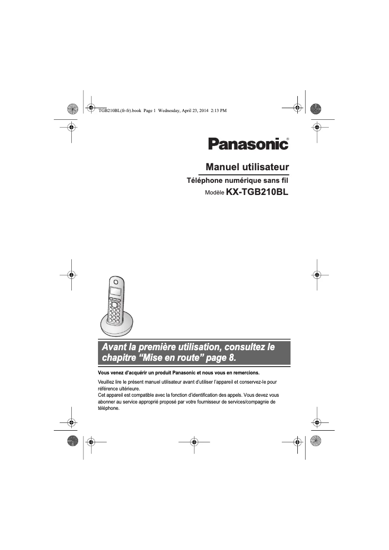 Imagen de la primera página del manual del dispositivo KX-TGB210