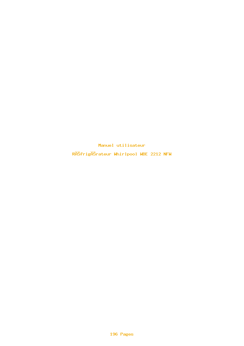 Page 1 de la notice Manuel utilisateur Whirlpool WBE 2212 NFW
