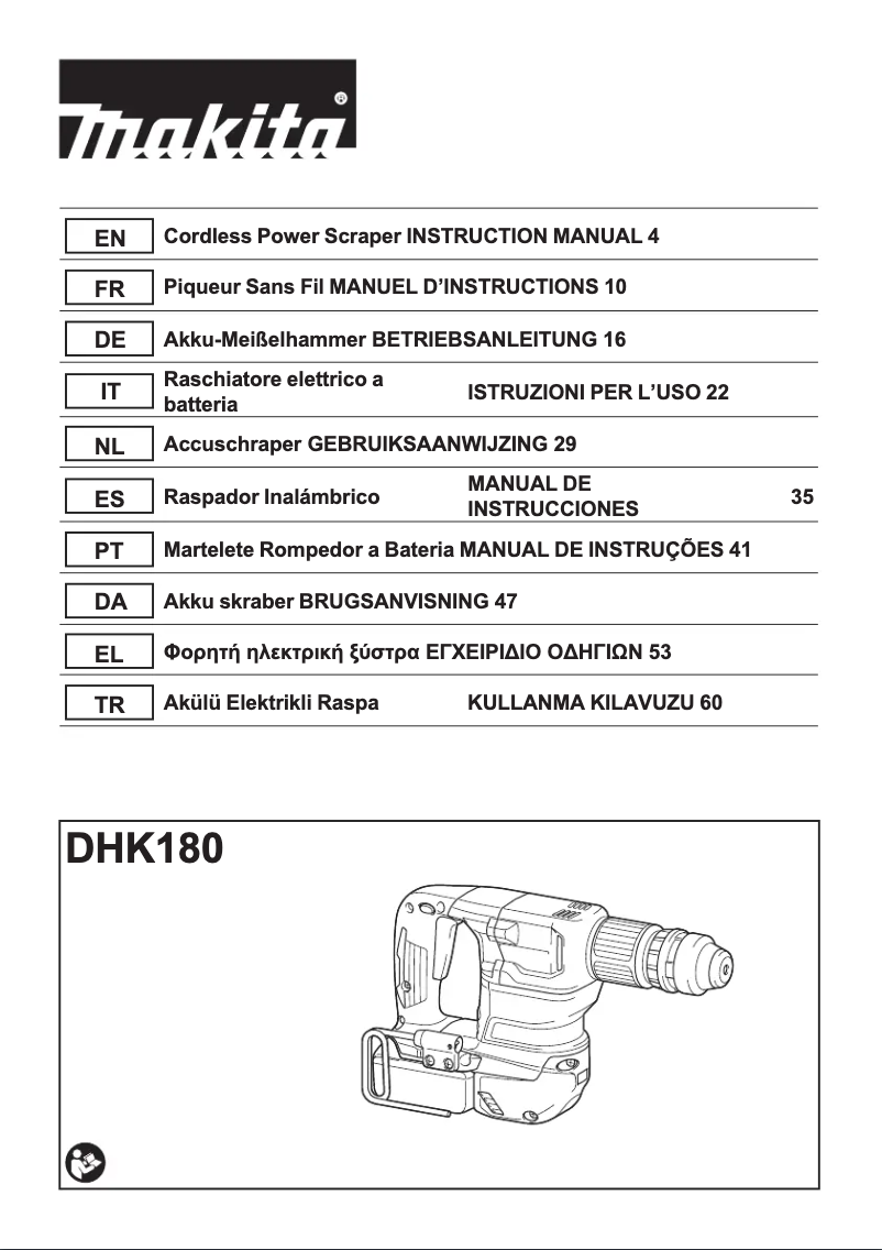 Page 1 de la notice Manuel utilisateur Makita DHK180RTJ