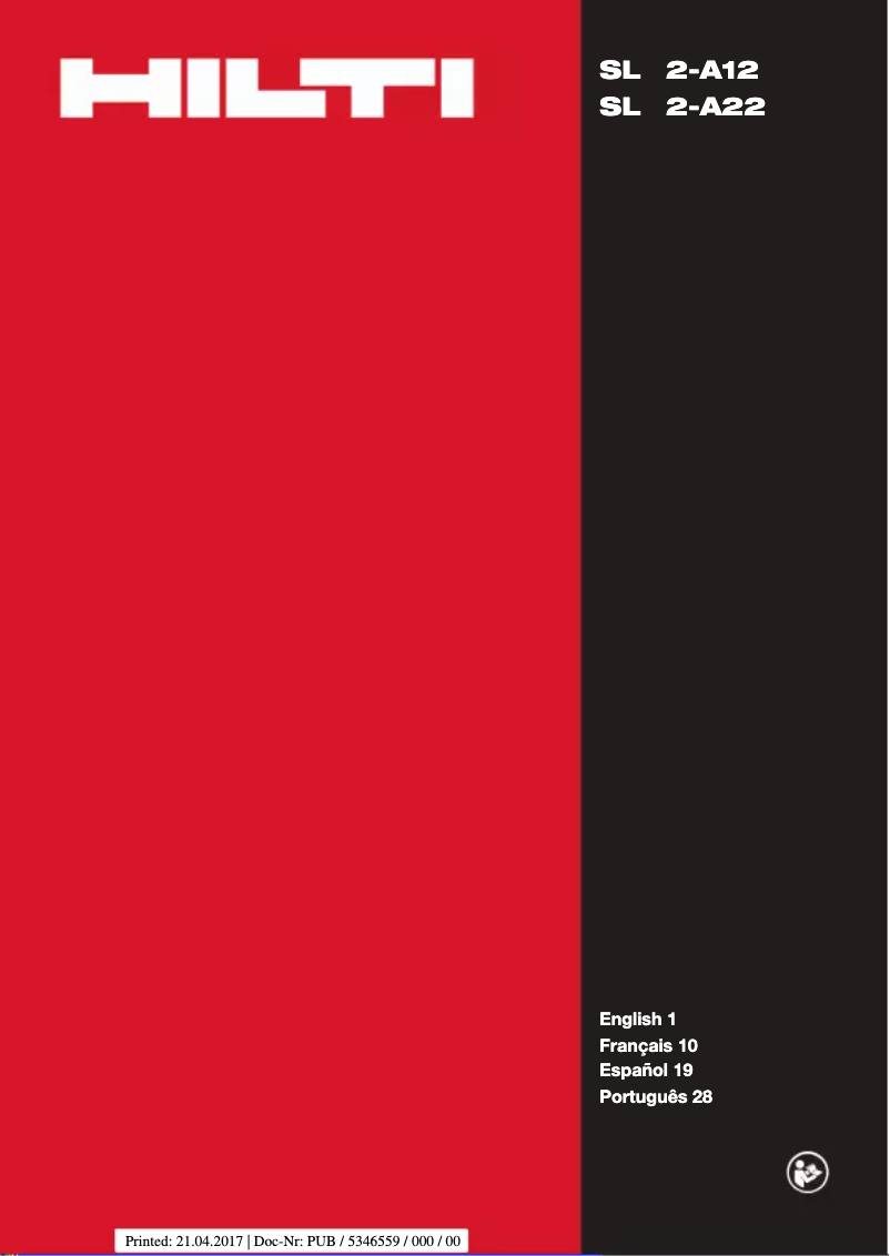 Page 1 de la notice Manuel utilisateur Hilti SL 2-A22 LED