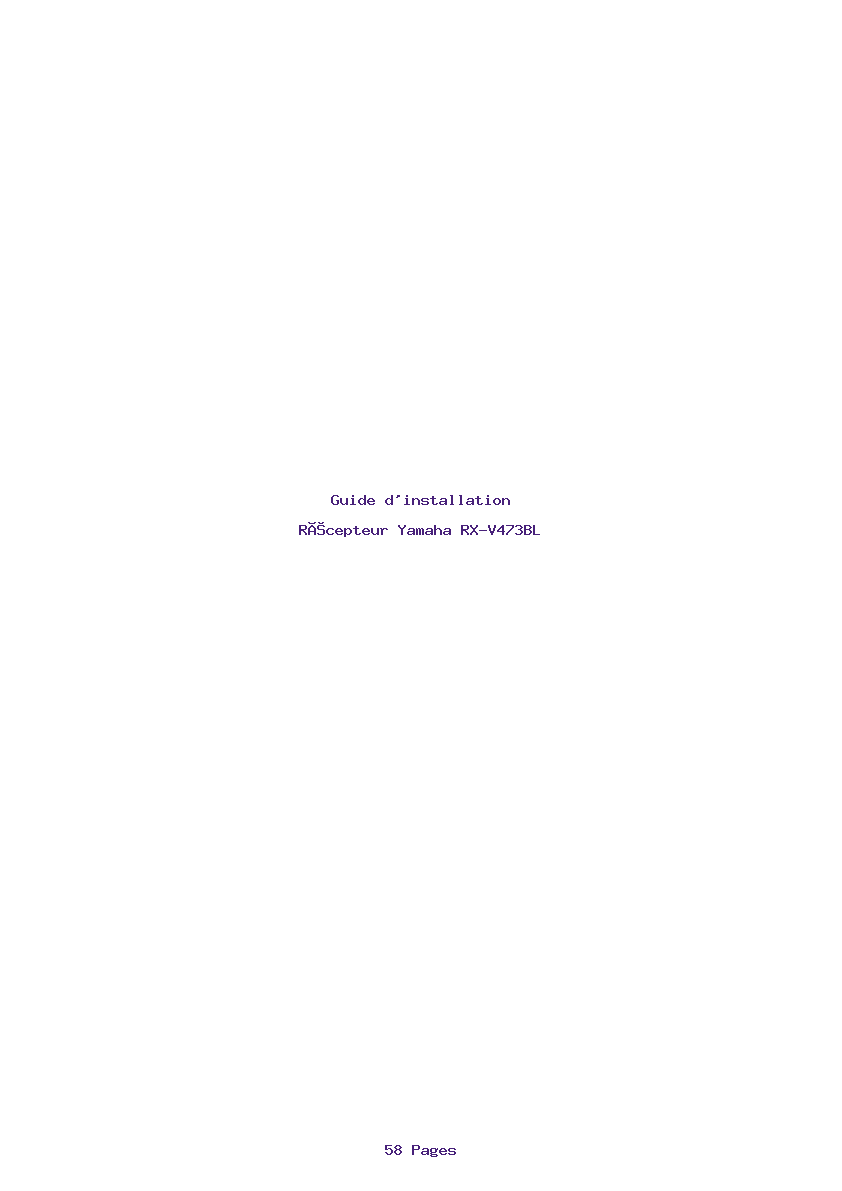 Page 1 de la notice Guide d'installation Yamaha RX-V473BL