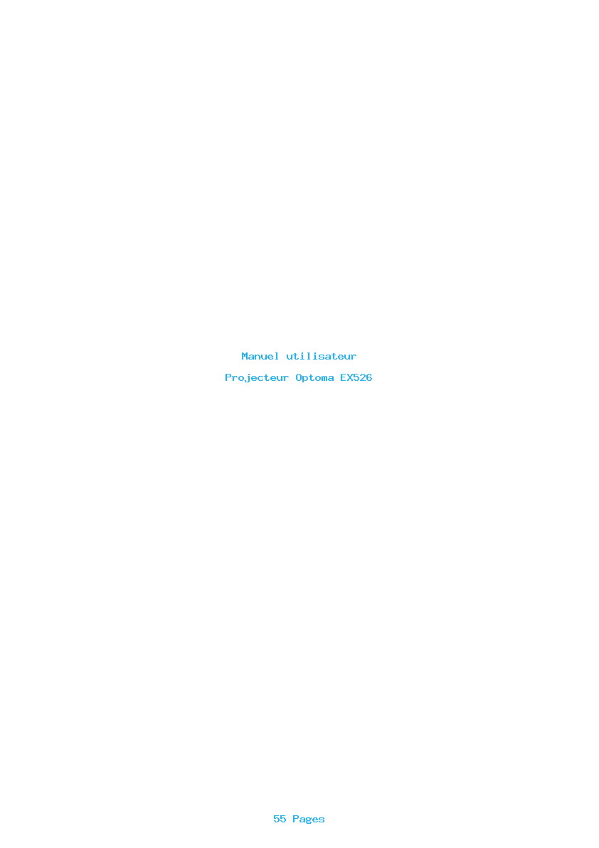 Page 1 de la notice Manuel utilisateur Optoma EX526