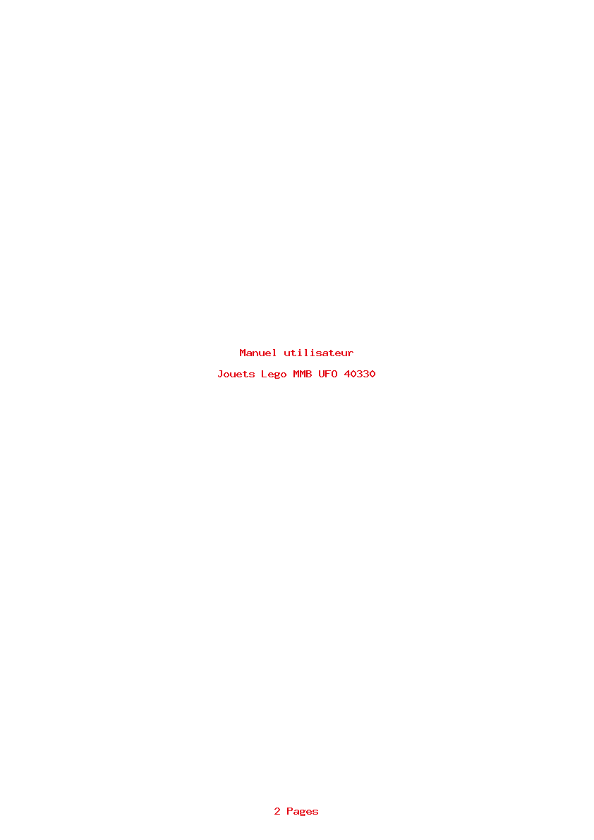 Page 1 de la notice Manuel utilisateur Lego MMB UFO 40330