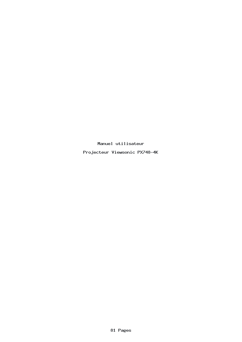 Page 1 de la notice Manuel utilisateur Viewsonic PX748-4K