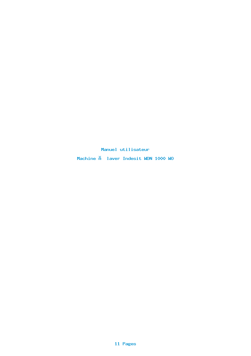 Page 1 de la notice Manuel utilisateur Indesit WDN 1000 WO