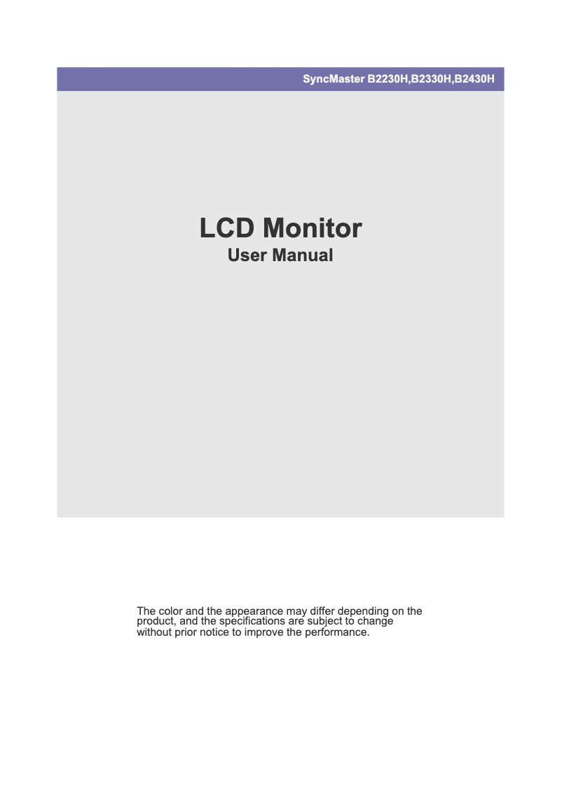 Página 1 del manual Manual de usuario Samsung SyncMaster B2330H