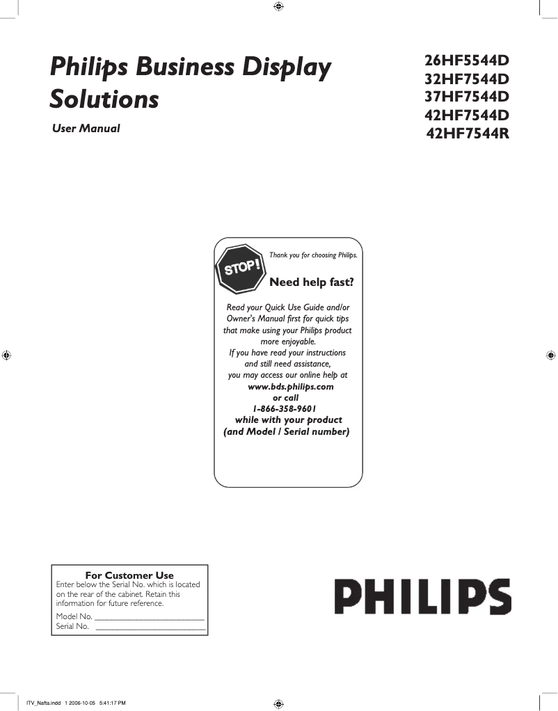 Page n°1 - Manuel utilisateur Philips 32HF7544D